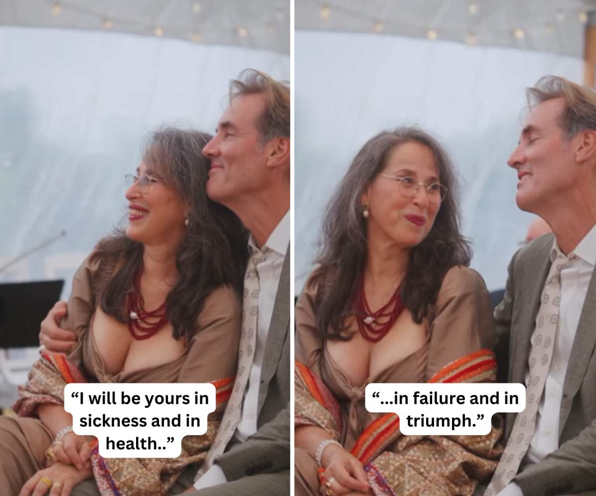 Couple reminiscing about their past vows (Image Source: Instagram/Photo by @americanrosefilms)