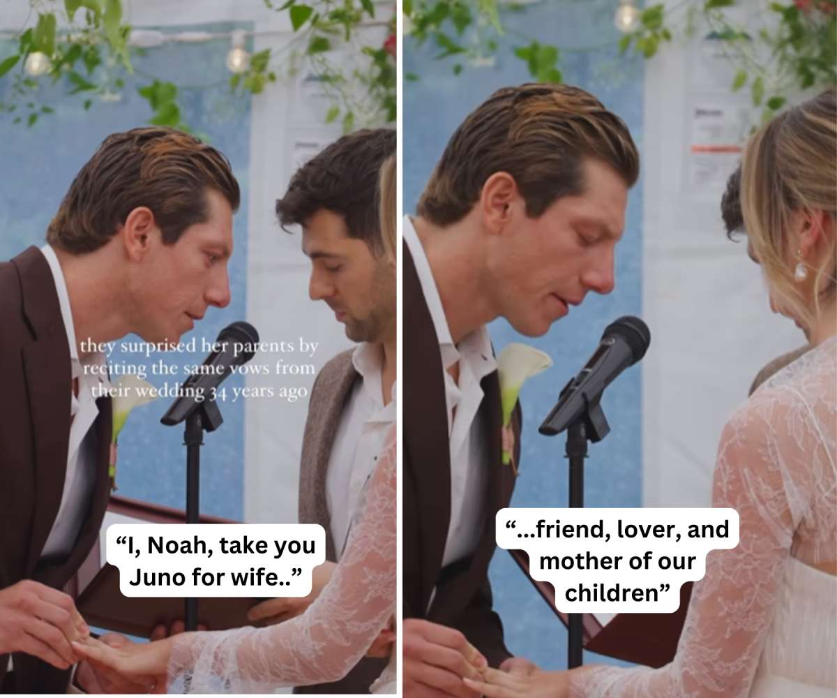 Couple saying their vows (Image Source: Instagram/Photo by @americanrosefilms)