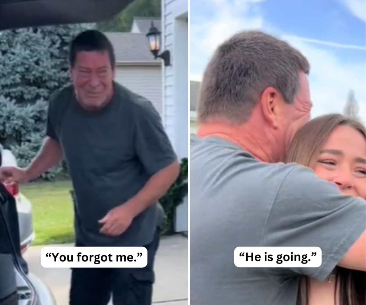 Daughters say emotional goodbye to dad while moving out without realizing he had a surprise lined up (Image Source: TikTok | @brittneyswanzer)