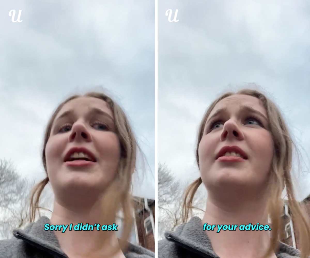 Man tells woman that she should wear something more feminine. Image Source: TikTok | @ultimatebykoi