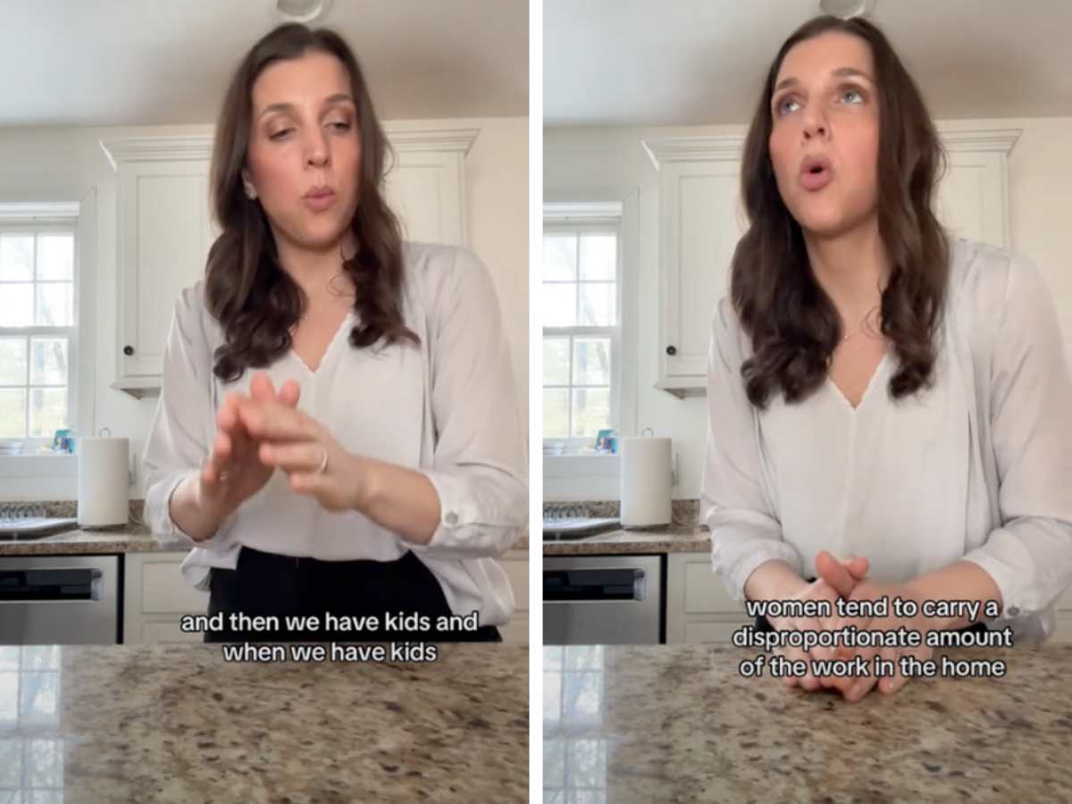 (L) Woman talking about her kids; (R) Woman talking about motherhood. (Image Source: TikTok | @sheisapaigeturner)