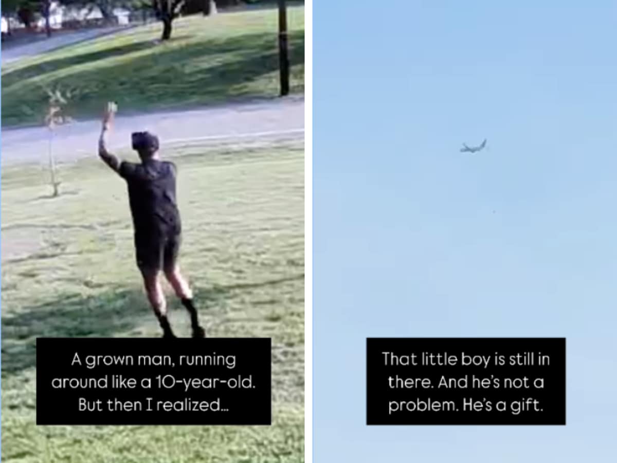 (L) Footage showing Whittaker jumping with excitement; (R) Plane in the sky and footage showing. (Image Source: Instagram | @loswhit)